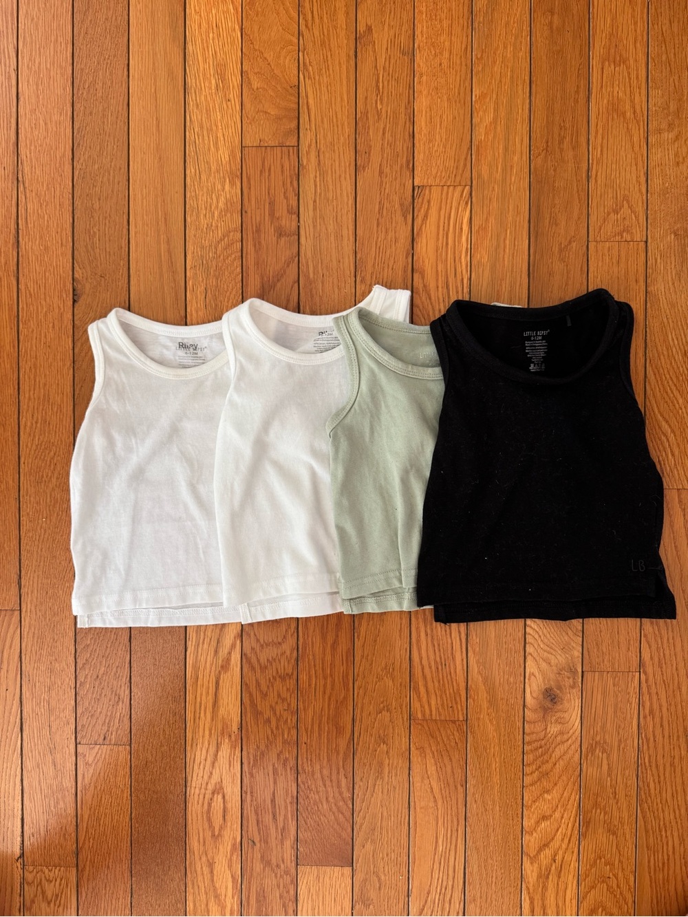 Little Bipsy Tank Tops lot - White, Light Green, Black